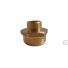 Brass double nipple, reduced - 3/8" x 1/4" - M/M